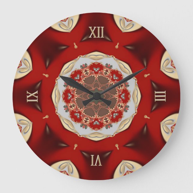 Red Golden Country Lace Home Decor Wall Clock (Front)