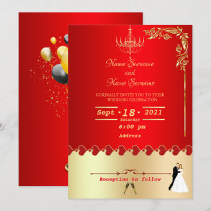 Red golden decor invitation