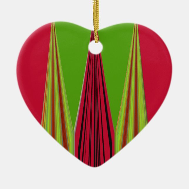 RED GOLDEN GREEN CERAMIC ORNAMENT (Front)