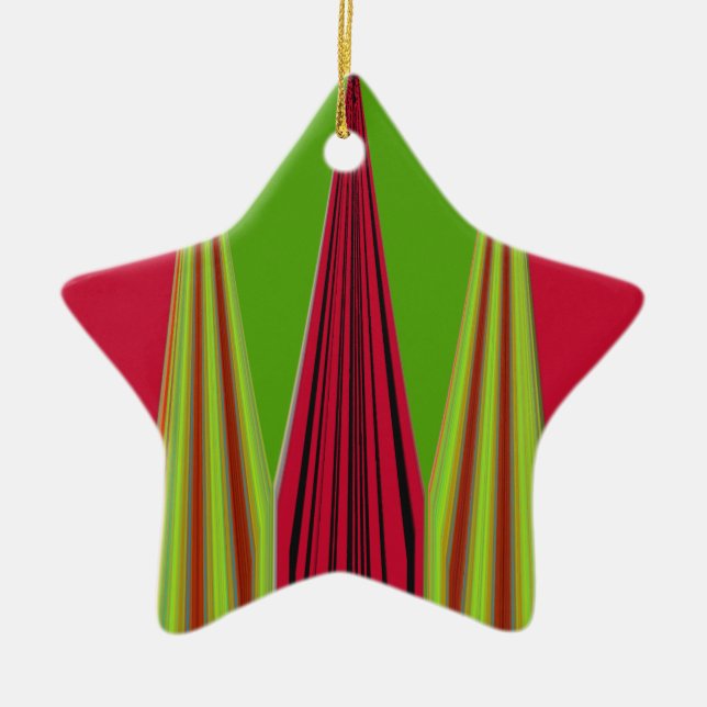 RED GOLDEN GREEN CERAMIC ORNAMENT (Front)