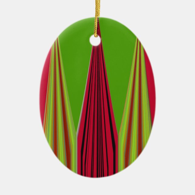 RED GOLDEN GREEN CERAMIC ORNAMENT (Front)
