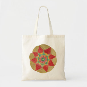 Red Golden Hand Painted Mandala Budget Tote Bag