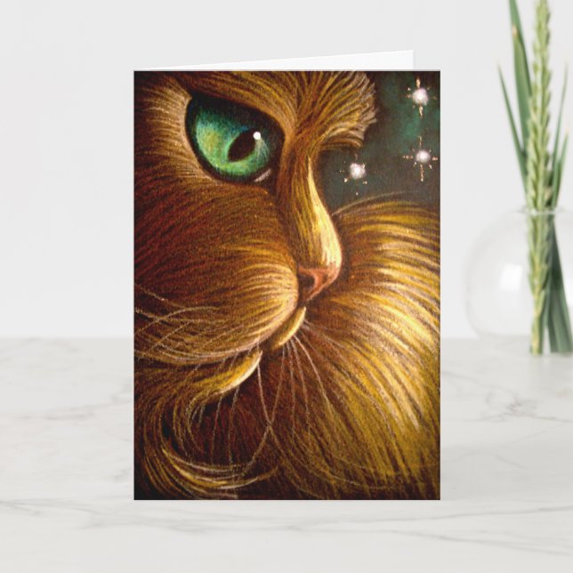 RED GOLDEN PERSIAN CAT HOLIDAY Card (Front)