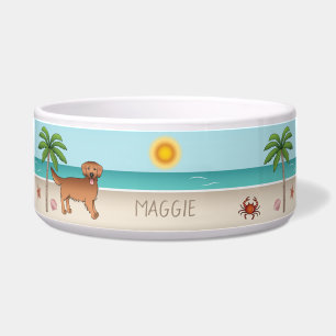 Red Golden Retriever At A Tropical Summer Beach