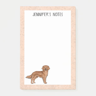 Red Golden Retriever Cartoon Dog Custom Name Post-it Notes