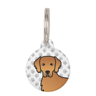 Red Golden Retriever Cartoon Dog & Pet's Info Pet Tag