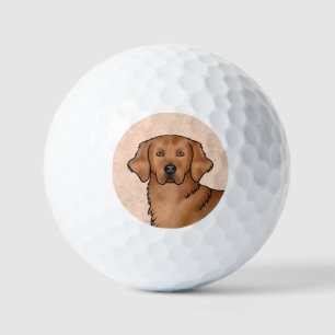 Red Golden Retriever Cute Cartoon Dog Head Golf Balls