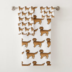 Red Golden Retriever Cute Cartoon Dog Pattern Bath Towel Set
