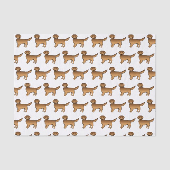 Red Golden Retriever Cute Cartoon Dog Pattern Tissue Paper (Front)