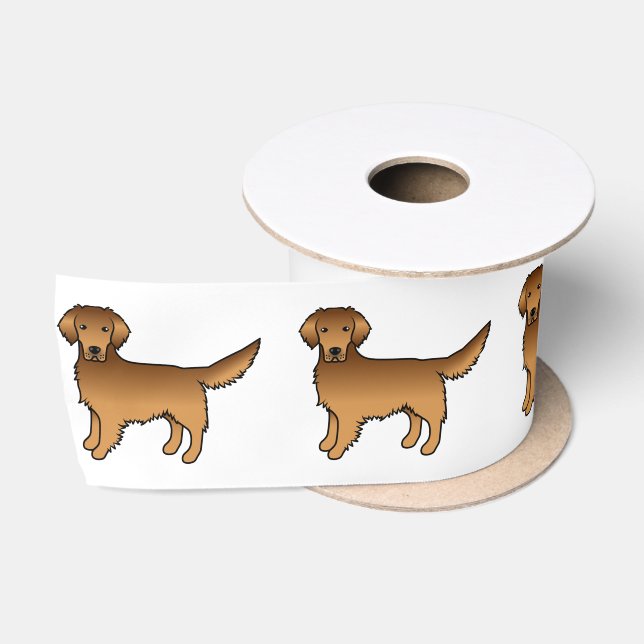 Red Golden Retriever Cute Cartoon Dogs Satin Ribbon (Spool)