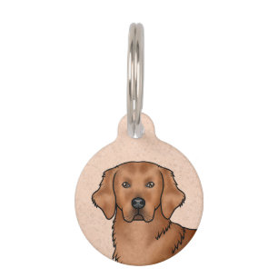 Red Golden Retriever Cute Dog Head Portrait Pet Tag