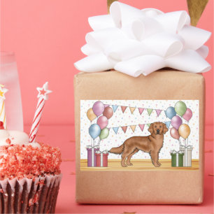 Red Golden Retriever Dog Colourful Pastel Birthday Sticker