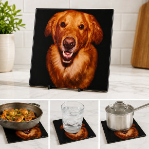 Red Golden Retriever Dog Lover Kitchen Tile