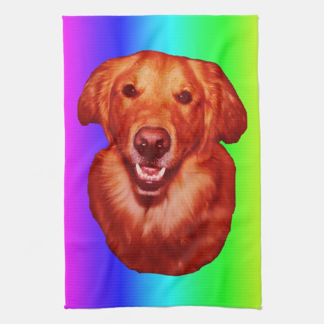 Red Golden Retriever Front Profile Kitchen Towel (Vertical)
