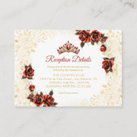 Red Golden Tiara Roses Quinceañera