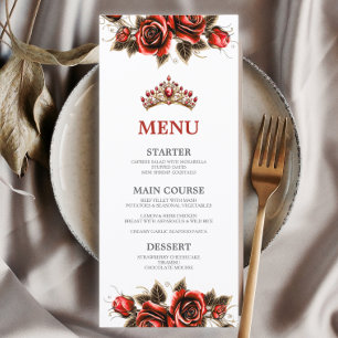 Red Golden Tiara Roses Quinceañera  Menu