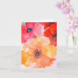 Red & Golden Watercolour Florals Card
