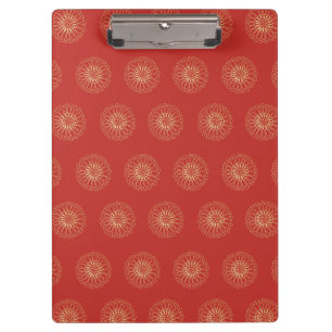 Red   Golden Zinnia Flower Medallions Clipboard