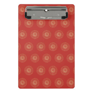 Red   Golden Zinnia Flower Medallions Mini Clipboard