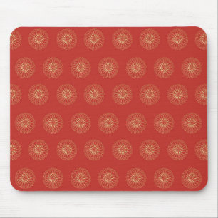 Red   Golden Zinnia Flower Medallions Mouse Pad