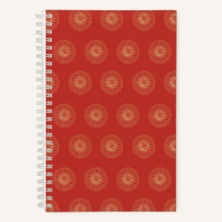 Red | Golden Zinnia Flower Medallions Notebook