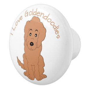 Red Goldendoodle Dog Design Ceramic Knob