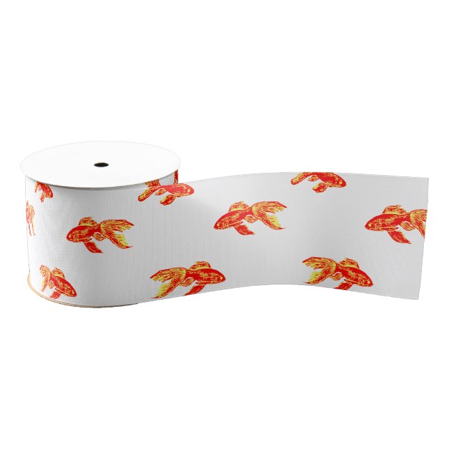 red goldfish grosgrain ribbon (Spool)