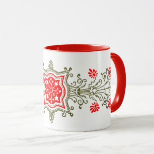 Red Golds Floral Art Art Coffee Mug