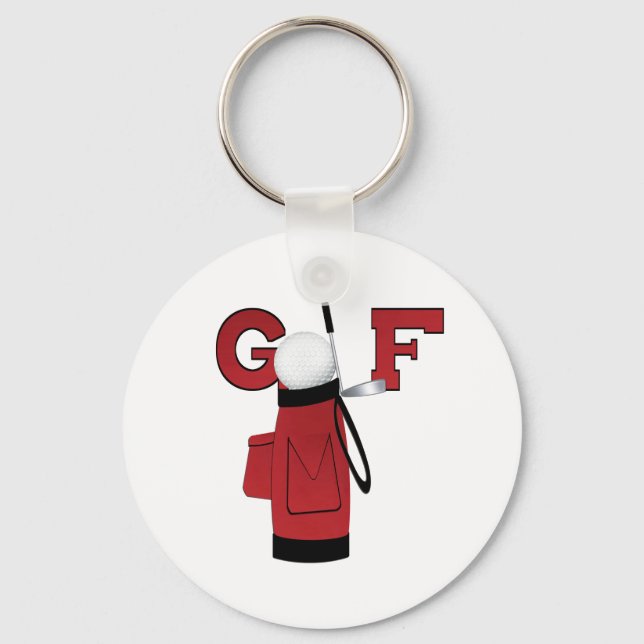 Red Golf Bag Golf Keychain (Front)