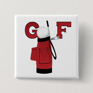 Red Golf Bag Golf T-shirts and Gifts 2 Inch Square Button