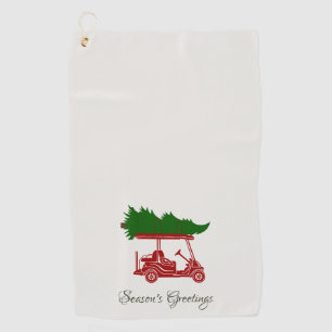 Red Golf Cart with Christmas Tree   Alabaster Golf Towel