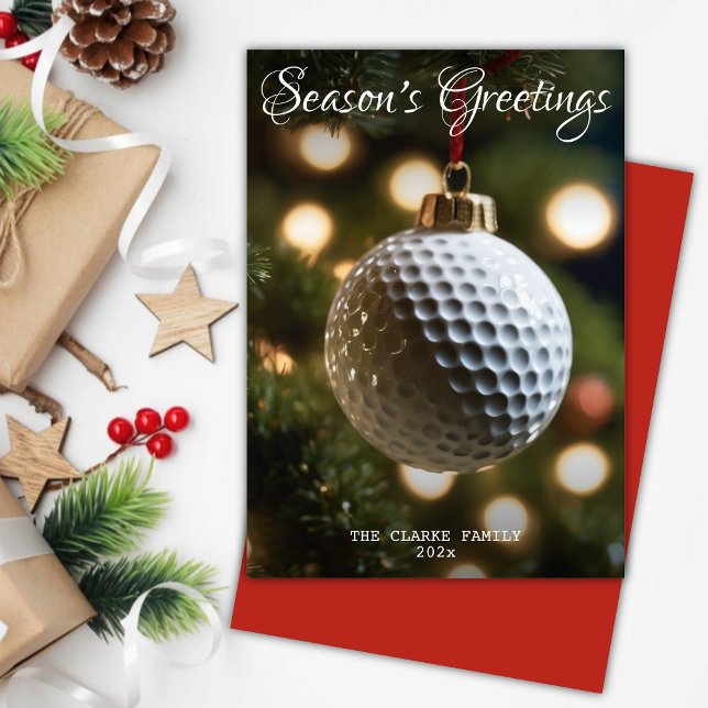 Red Golf Season's Greetings Christmas Holiday Card (Creator Uploaded)