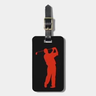 Red Golfer on Black Luggage Tag