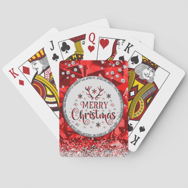  Red Gorgeous Emerald  Merry Christmas   Playing Cards (Back)