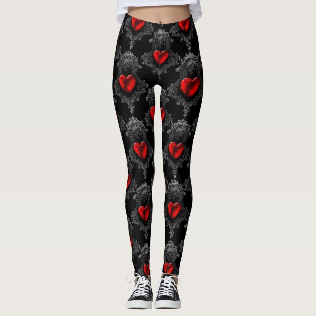 Red Goth Heart Leggings (Front)