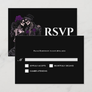 Red Gothic Halloween Alternative Wedding RSVP Card