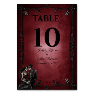 Red Gothic Halloween Alternative Wedding Table Number