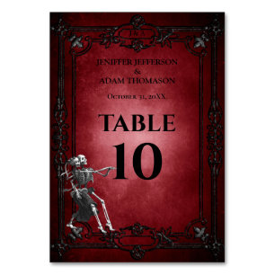 Red Gothic Halloween Alternative Wedding Table Number