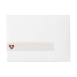Red Gothic Heart With Circled in Bones Skull  Wraparound Address Label