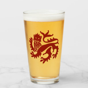 Red Gothic Revival Lion Glass