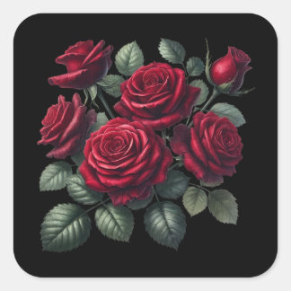 Red Gothic Roses Square Sticker