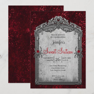 Red Gothic Sweet 16 Invitation