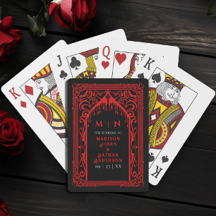 Red Gothic Vampire Cathedral Wedding Favour Playing Cards