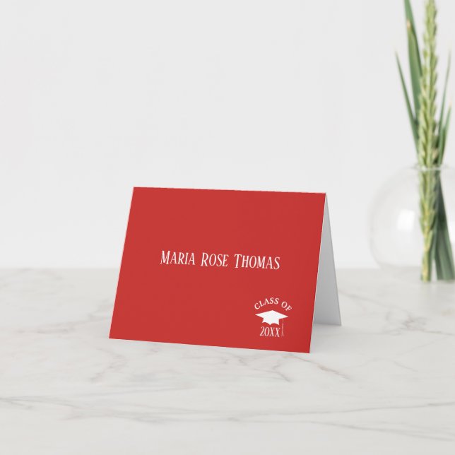Red Grad Thank you note  (4.25" x 5.5") Card (Front)
