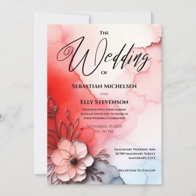 Red Gradation Romance Invitation (Front)