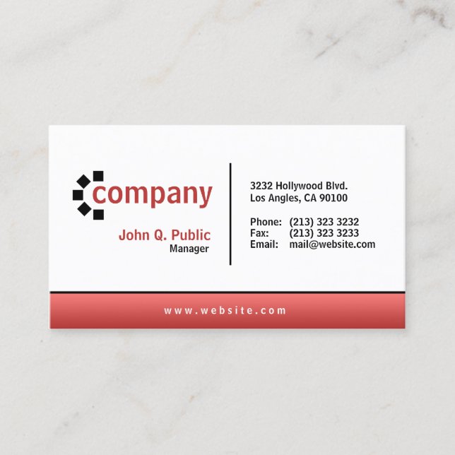 Red Gradient Bottom Simple Modern Professional Business Card (Front)