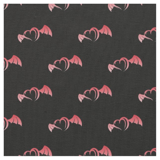 Red gradient flying heart fabric (Close Up)