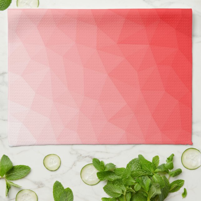 Red gradient geometric mesh pattern kitchen towel (Folded)
