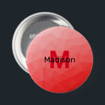 Red gradient geometric mesh pattern Monogram 3 Inch Round Button<br><div class="desc">Monogram Personalize with your custom initial and name. Red gradient geometric mesh pattern. 
Triangle geometric mesh with light dark red ombre gradient. 
pattern,  ombre,  mesh,  triangles,  geometry,  geometric,  gradient,  cool,  triangle,  bright,  red</div>