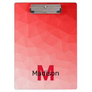 Red gradient geometric mesh pattern Monogram Clipboard